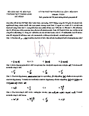 Đề thi thử THPT Quốc gia lần 1 môn Toán năm 2019 - Mã đề 625 - Trường THPT Thăng Long (Có đáp án)